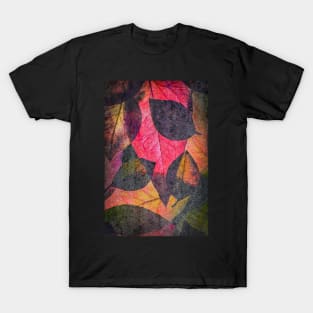 Colourful Abstract Leaf Collage with Texture T-Shirt